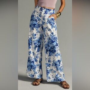 Corseted Maeve Blue Floral Wide Leg Pants